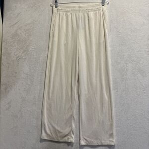 H&M Pants Women's Medium Ivory Cream Wide Leg Terry Cloth Pull On Elastic NWT